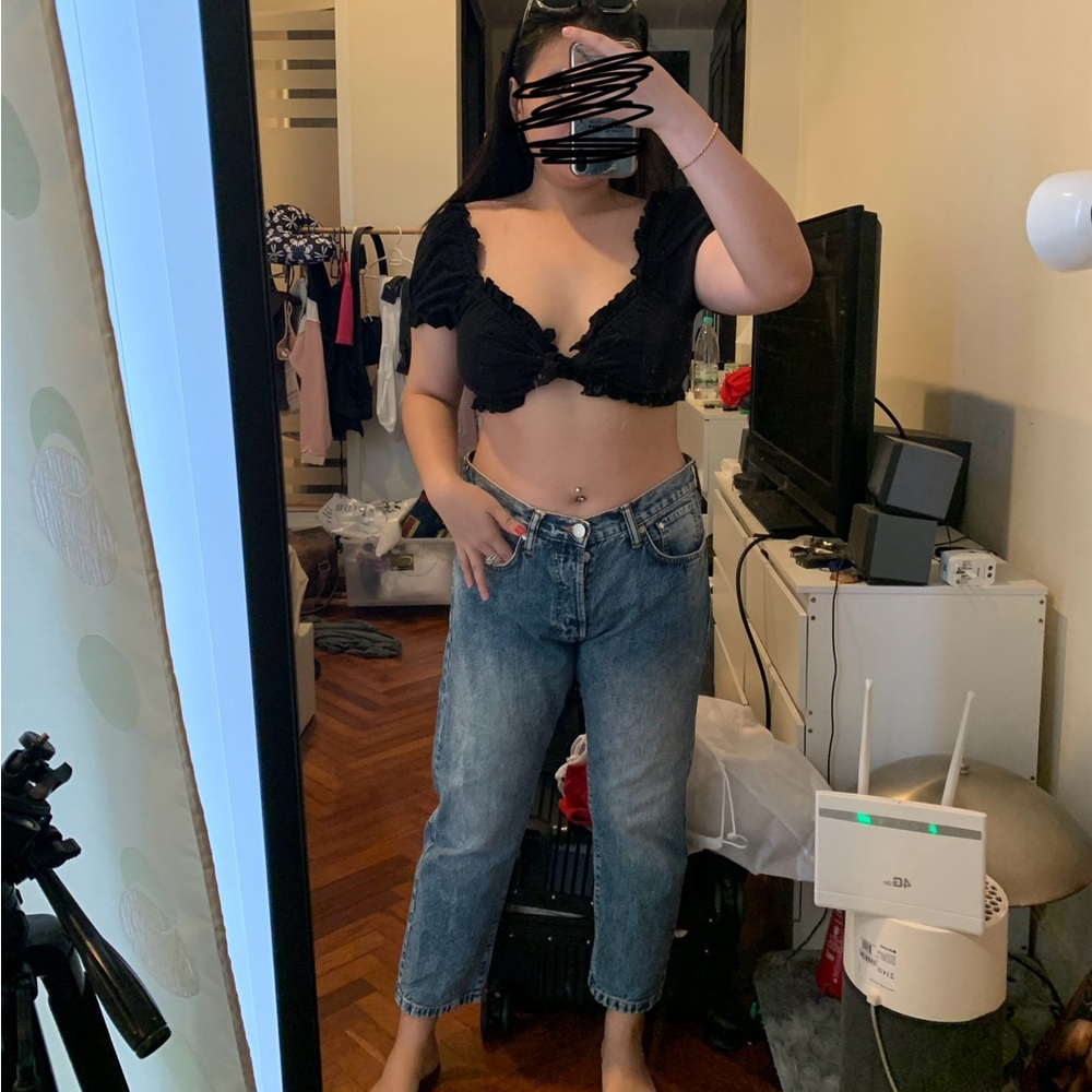 H&M denim straight leg long pants
